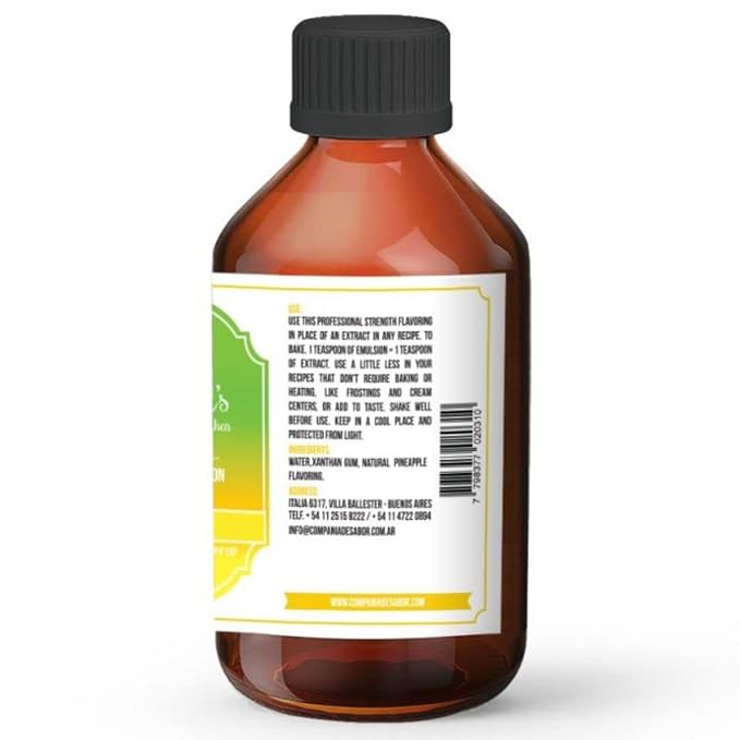 Gusteau's - Pineapple Flavor Bakery Emulsion, 4 fl oz (100ml) Alcohol Free, Sugar Free, Kosher (Pineapple)