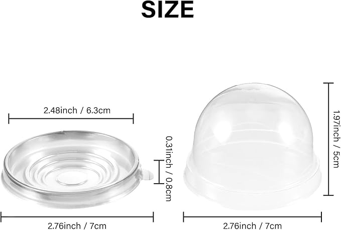 Patelai 50 Pcs Clear Plastic Mini Cupcake Container, Mini Cupcake Box Muffin Dome Muffin Single Container Box for Wedding Birthday Cheese Pastry Dessert Cake (Silver)