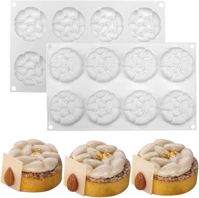 mostsom Chocolate Almonds Molds Silicone 8 Cavities Chocolate Candy Fondant Mold Mould for DIY Baker Soap Mold (Almonds G1_11.8x6.88x0.72inch)