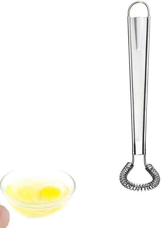 Stainless Steel Mini Spring Egg Beater Silicone Whisk Magic Hand Held Sauce Stirrer Blender Milk Frother Foamer Coffee Mixer (Steel Coil)