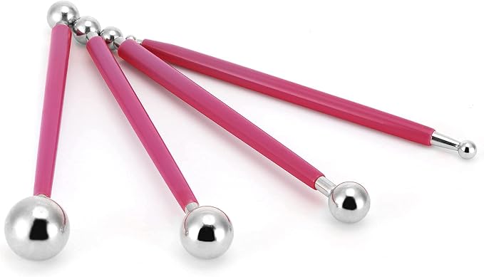 Cake Decorating Metal ball Fondant Pan Flower Clay Sugar Craft Ball Model DIY Tool (Pink)