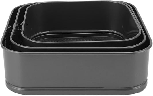 Focket Springform Cake Pan Set, Leak Proof Nonstick Coating Cheesecake Pan, Square Springform with Removable Bottom Stainless Steel Buckle, for Cheesecake Mousse Quiche Baking (22/24/26)