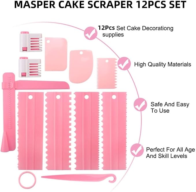 11 Pcs Cake Scraper Set Cake Edge Scraper Cutters with Adjustable Butter Smoothing Cream Scraper Tool Cake Decorating Comb Icing Smoother for Cake Cream Baking Decorating
