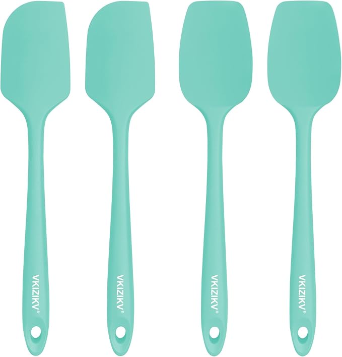 Silicone Spatula Set, 11.4 in, 600°F Heat Resistant (Green) | Food Grade Rubber, BPA Free, Stainless Steel Core, Flexible for Cooking, Baking, Mixing, Seamless, Nonstick & Dishwasher Safe