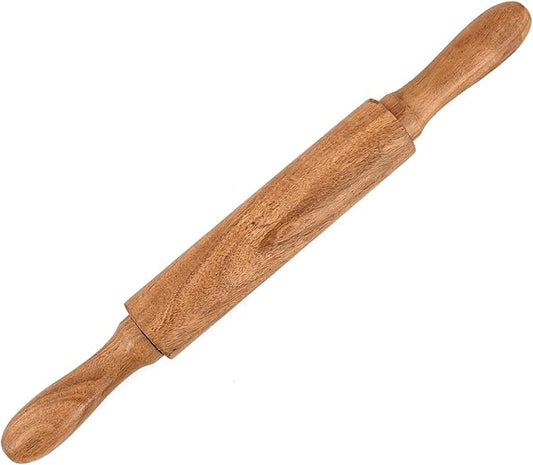 Rolling Pins Acacia Wood Professional Baker's Tool for Dough, Pastry, Pizza | Durable & Rustic Kitchen Essential (16" x 1.5" x 1.5")