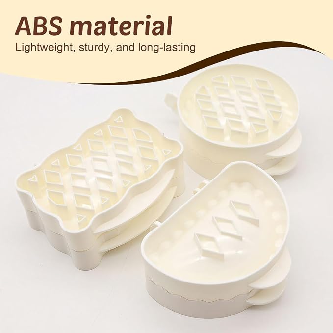 Christmas Pie Mold, 3PCS Apple Pie Press with Non-Stick Coating, ABS Handheld Turnover Maker for Pies Cookies Pastries, Holiday Baking Supplies