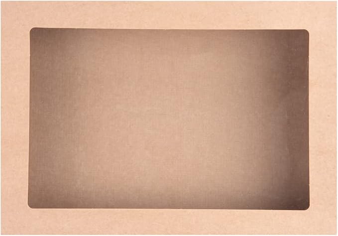 Restaurantware Cater Tek 14.3 x 10 x 3.2 Inch Catering Boxes 10 Insert Tab Lock Baked Goods Boxes - Window Lids Easy Assembly Kraft Paper Window Pastry Boxes For Charcuterie Or Cupcakes