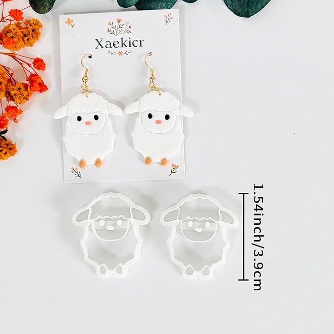 Xaekicr Cute Sheep Polymer Clay Cutters Set – Animal Clay Earring Cutters for Polymer Clay Jewelry Making – Clay Tools & Molds for DIY Crafts