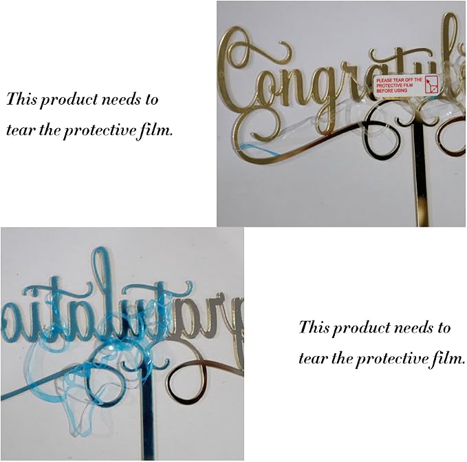 Acrylic Congratulations Cake Topper, Class of 2026 Cake Topper, Congrats Grad Party Decorations Supplies, High School Graduation/College Graduate Party Decoration Supplies (Gold Acrylic)