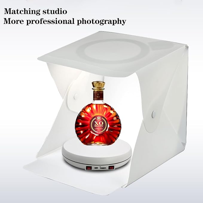 JAYEGT Multicolor LED Light Motorized Rotating Display Stand , 10 inch /55lbs Load, 360° Electronic Photography Turntable for Product Shows, Jewelry, Crystal Art (White / 5 Colors Light / Rechargeable)