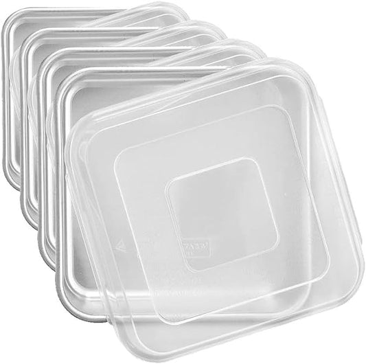 Nordic Ware Natural Aluminum Commercial Square Cake Pan with Lid, Exterior 9.88 x 9.88 Inches (Pack of 4)