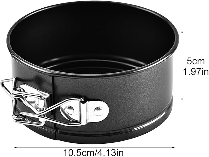 4 Inch Mini Springform Pans, Set of 4 Nonstick Carbon Steel Cake Pans with Removable Bottom, for Mini Cheesecake and Quiche, Black