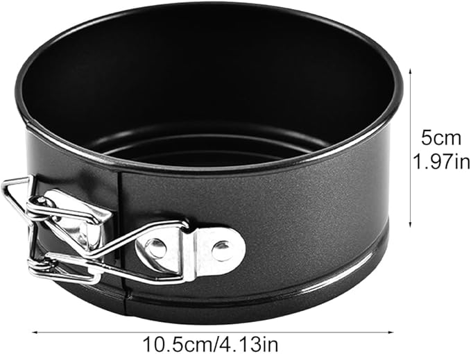 Mini Springform Pans Set of 4, 4.13 in Dia x 1.97 in Deep, Carbon Steel With Nonstick Coating, Removable Bottom, Small Cheesecake Quiche Pie Baking Pans, Black