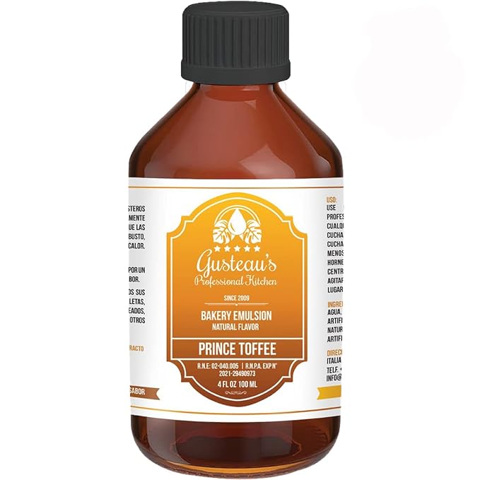 Gusteau's - Prince Toffee Flavor Bakery Emulsion, 4 fl oz (100ml) Alcohol Free, Sugar Free, Kosher (Prince Toffee)