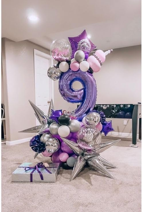 Purple Number 13 Balloon 40 Inch, 13th Birthday Party Decorations for Children, Giant 13 Foil Balloon for Party Supplies