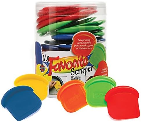 Norpro My Favorite Colored Scraper | Size 3" x 3" x .5" | 4-Count Assorted Colors
