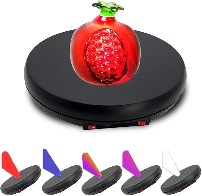 JAYEGT Multicolor LED Light Motorized Rotating Display Stand , 10 inch /55lbs Load, 360° Electronic Photography Turntable for Product Shows, Jewelry, Crystal Art (Black / 5 Colors Light / Wired)