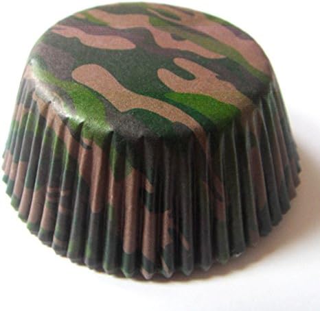 black camouflage greasproof Paper Muffin Cupcake Liners case Baking Cups 100 pcs,Standard Size 2x1.25inch (black camouflage)