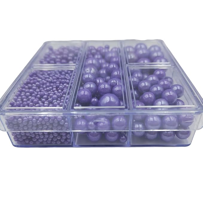 Purple Pearl Sprinkles for Cake Decorating, 4 Sizes Mix Size Sugar Pearls for Cupcake Topper, Ice Cream, Donuts, Baking Decoratings (2mm, 4mm, 7mm, 10mm)