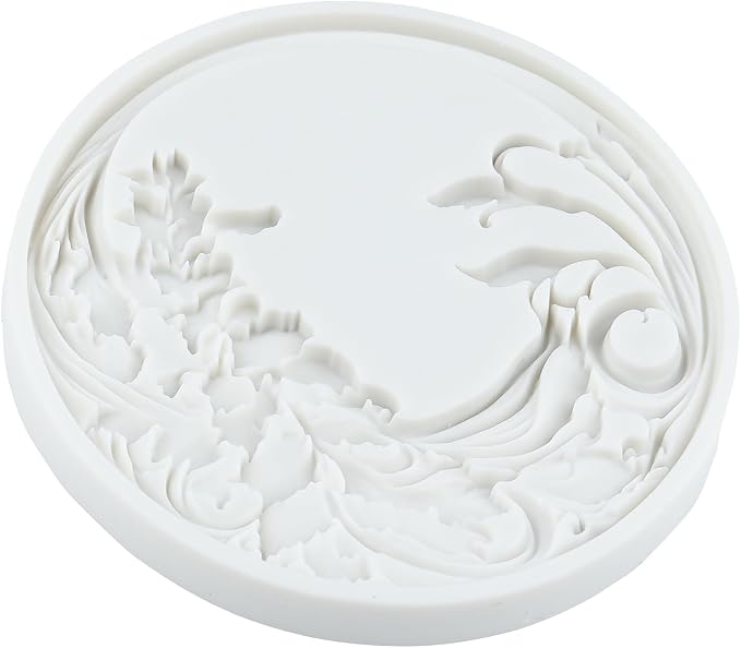 Flower Wreath Silicone Mold Baroque Scroll Leaf Fondant Molds for Cake Decorating Chocolate Cupcake Topper Candy Polymer Clay Gum Paste