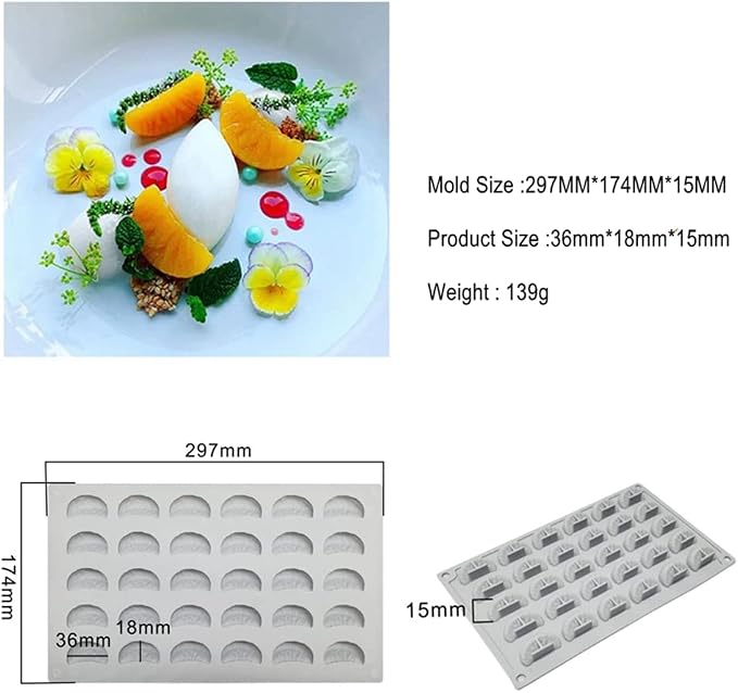 mostsom 3D Tangerine Slice Silicone Mold Orange Segments Fruit Fondant Gum Paste Icing Mold for Cake Cupcake Decoration Chocolate Candy Resin Polymer Clay Soap Embeds Mold (Rrange C)
