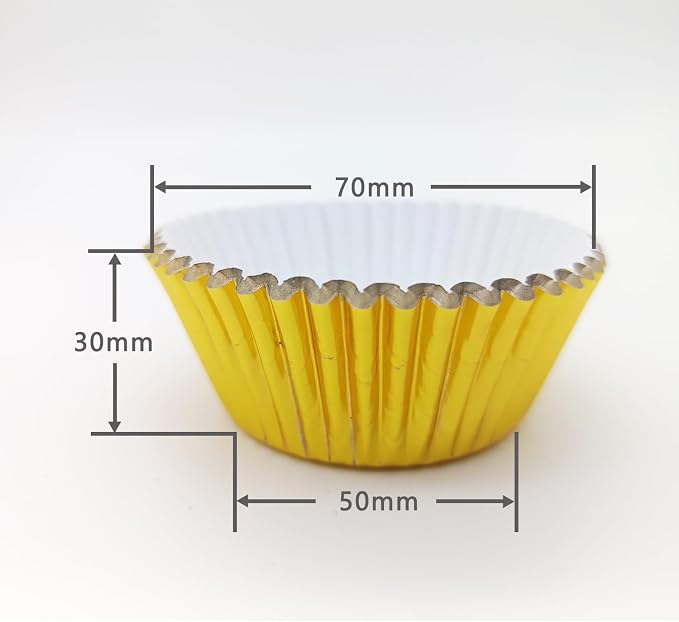 100 Gold Foil Cupcake Liners, Muffin Liners or Baking Cups for Desserts, Muffins, Cupcakes and More Treats; Grease Proof, No Smell, Food Grade, Nut Serving Containers (Gold 100)