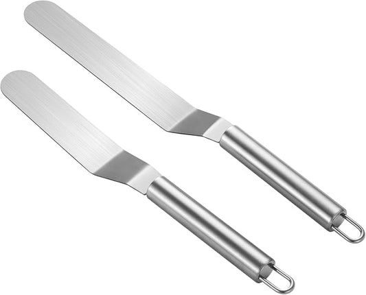 2 PCS Picxeic Offset Spatula，Premium Stainless Steel Cake Decorating Tools - One Set Include 6, 8 inch, Icing Spatula for Home Cooking