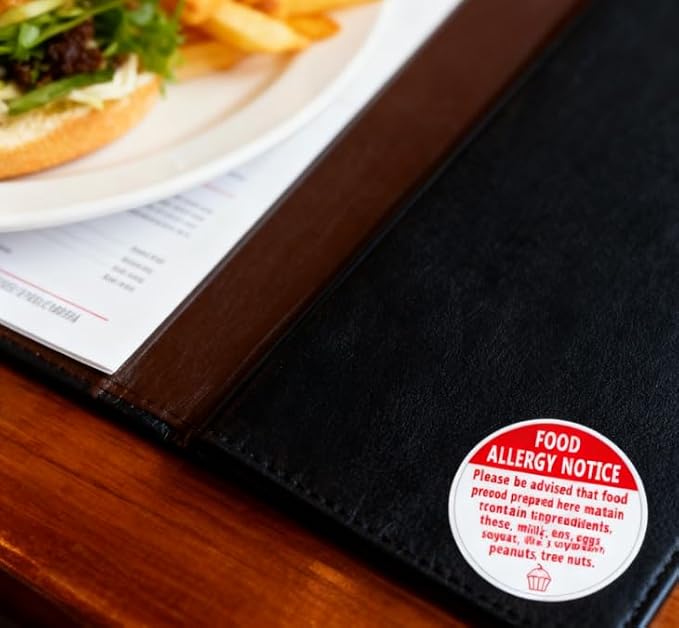 500 Pcs Food Allergy Stickers,1.5 Inches Allergy Warning Sticker for Cake Shop,Party,Kitchen,Restaurants,Food Allergy Label