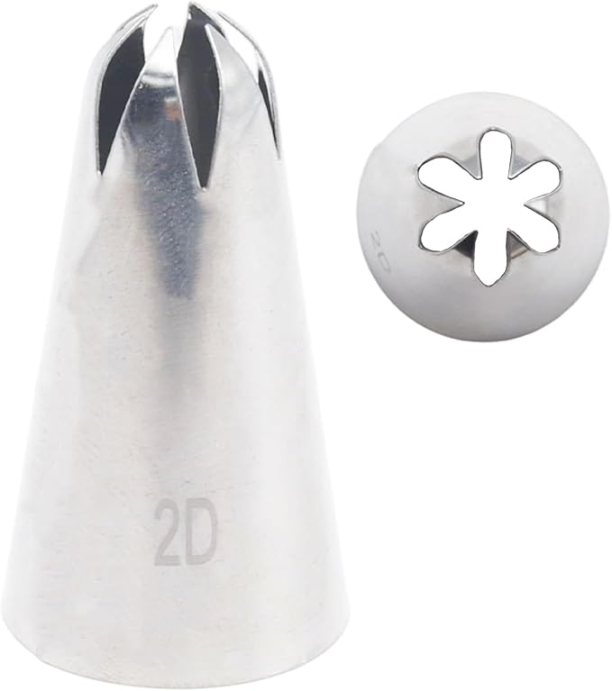 1 Piece 2D Piping Tip, Stainless Steel Icing Nozzles | Cake Baking Tools for Buttercream, Birthday Cake, Cookie Icing, Cupcake or DIY Art (2D)