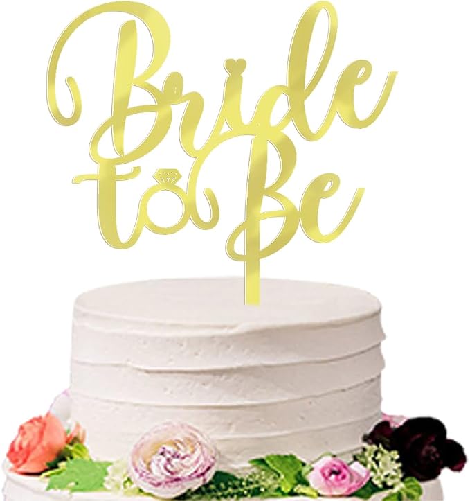 Mirror acrylic Bride to Be Cake Topper - Bridal Shower Cake Topper,for Wedding Shower;Engagement;Bachelorette;Hen Party Decorations (gold)