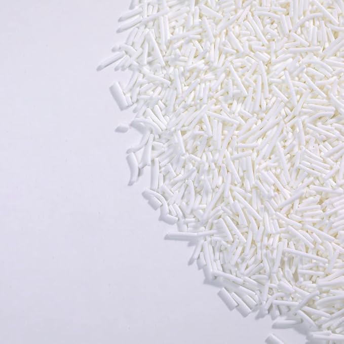 White Jimmies Sprinkles,Cake Dessert Sprinkles,Cookie,Sugar Pearl, Edible Candy Color Cake Sprinkles Gluten-Free Sugar for Baking Cupcake Cake Topper (white)