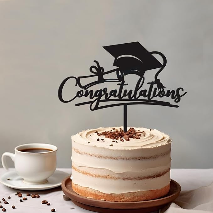 Congratulations 2026 Graduation Cake Topper,Congrats Grad Cake Decor - 2026 High School/College/Senior Graduation Party Decorations Supplies (black Acrylic)