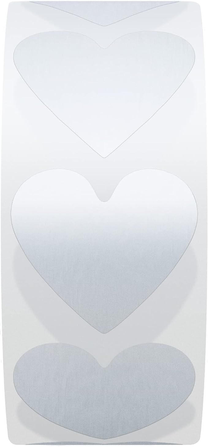HYBSK 500pcs 30mm Silver Heart Stickers for Crafting Scrapbooking Envelope Present Seals (Silver)