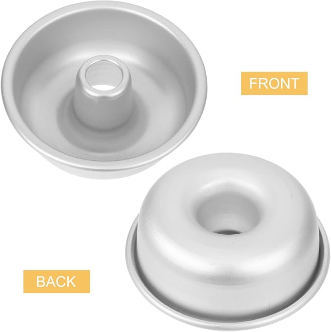 Aluminum Ring Cake Pan, Non-Stick Round Pasteles Baking Mold, Central Tube Pan for Baking Pound Cake, Chocoflan Flan Mold Set for Home Kitchen Donuts and Desserts, 3.9X1.5 Inch