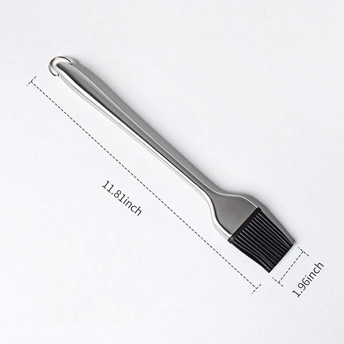 BBQ Grill Basting Brush Silicone Cooking Pastry Brush with Stainless Steel Handle Heat 230 Degree for Sauce Marinade Steak Meat 30cm