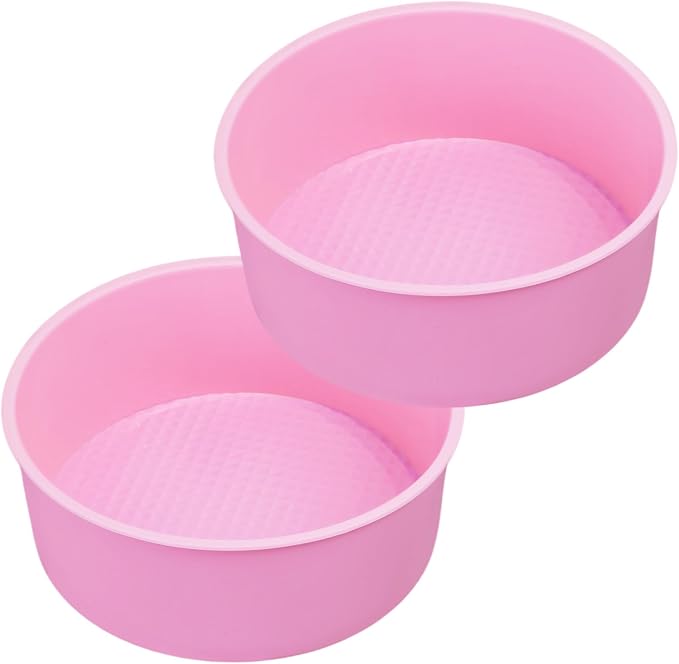 6 Inch Silicone Round Cake Pan, 2 Pcs Silicone Cake Pans, Nonstick Baking Mold BPA Free Dishwasher Safe, Great for Layer Cake, Cheese Cake, Chocolate Cake