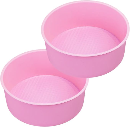 6 Inch Silicone Round Cake Pan, 2 Pcs Silicone Cake Pans, Nonstick Baking Mold BPA Free Dishwasher Safe, Great for Layer Cake, Cheese Cake, Chocolate Cake