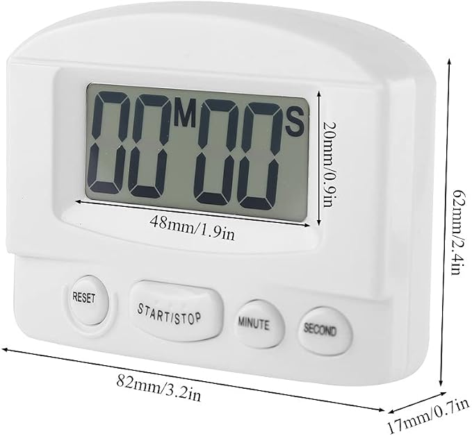Portable Digital Clock Countdown Timer Large LCD Display Kitchen Timer for Classroom with Magnet Bracket for Refrigerator Microwave Oven White Black (White)