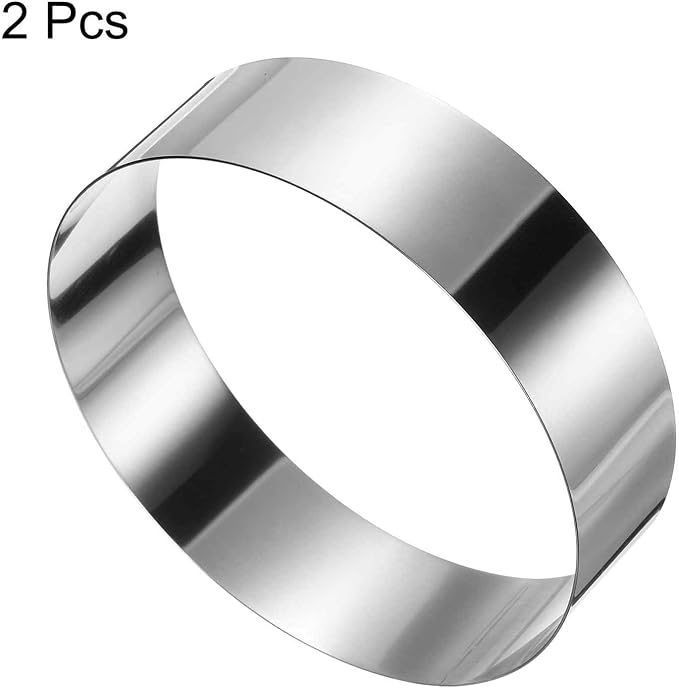 HARFINGTON 2PCS Round Cake Ring 7 x 2 Inch Seamless Stainless Steel Pastry Mousse Dessert Ring Mirror Coating for Baking Cooking Making Tool