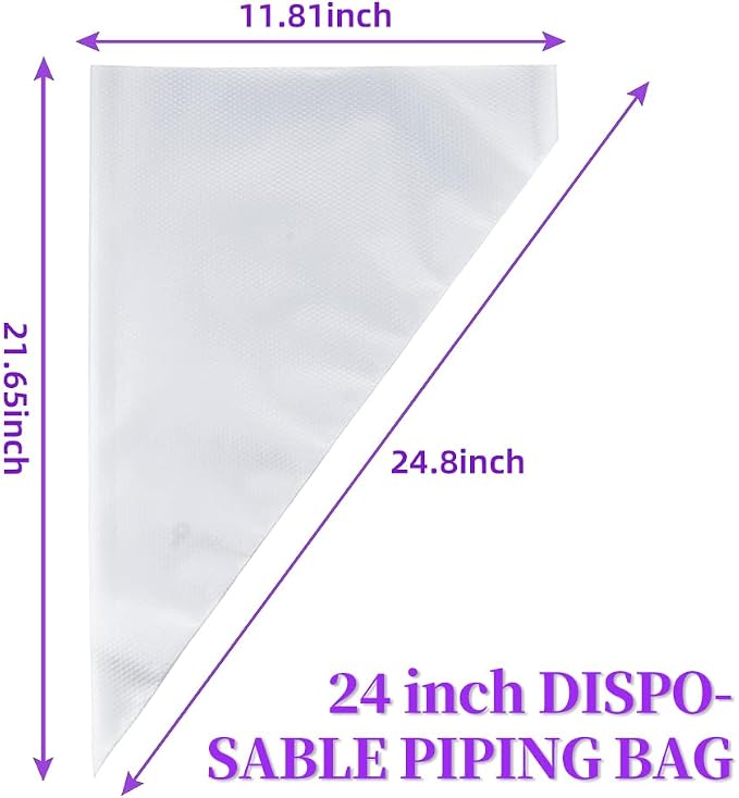 24 Inch Disposable Large Piping Bags,100 PACK Extra Large Thick Pastry Bags with 6 Bag Ties, Thickened Icing Bags,Cake Decorating Bags,Frosting Bags for Cake Decorating Cream Frosting