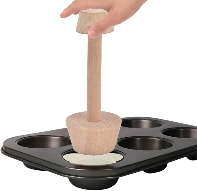 Wooden Egg Tart Tamper, 5.8in Double Side Pastry Press Tool | Baking Shaping Tool For Consistent Tart Shell Forming, Suitable For Home Kitchen Use And Handmade Pastry Preparation Work