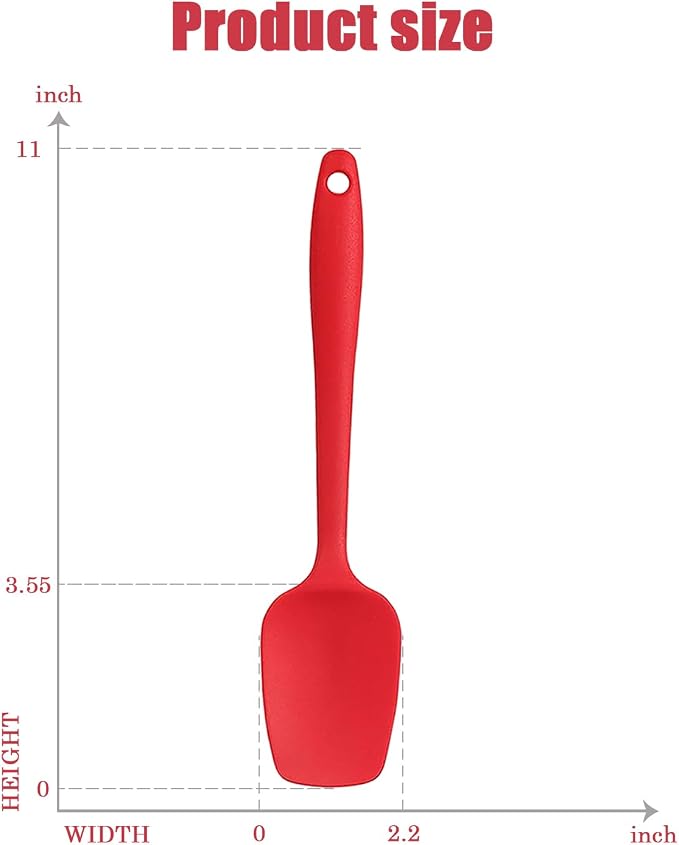 Silicone Spatula, 11 inch Rubber Spoon Spatula Set for Cooking and Baking, Heat Resistant Cooking Utensil Set, Flexible Silicone Spoon Baking Mixing Tool Cooking Gadget (4-Piece)