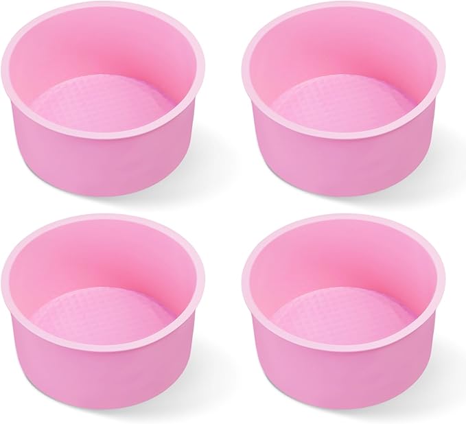 4.75 Inch Round Cake Pan, 4 Pcs Silicone Cake Pans for Baking, Nonstick Baking Mold BPA Free Dishwasher Safe, Great for Layer Cake, Cheese Cake, Chocolate Cake