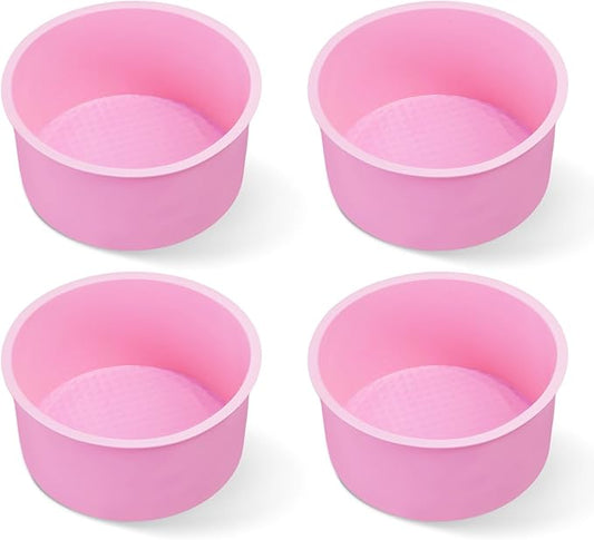 4.75 Inch Round Cake Pan, 4 Pcs Silicone Cake Pans for Baking, Nonstick Baking Mold BPA Free Dishwasher Safe, Great for Layer Cake, Cheese Cake, Chocolate Cake