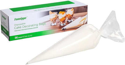Disposable Piping Bags, 16 Inch Cake Decorating Bags, Anti-Burst Pastry Bags for Cakes and Cookies, Pack of 56