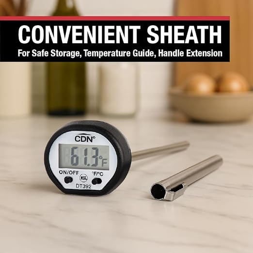 CDN DT392 ProAccurate® Digital Food Thermometer, NSF Certified Instant Read Meat Thermometer, Thin Tip Probe for Cooking, Grilling, BBQ, Candy Making & Baking, -50 to 392°F