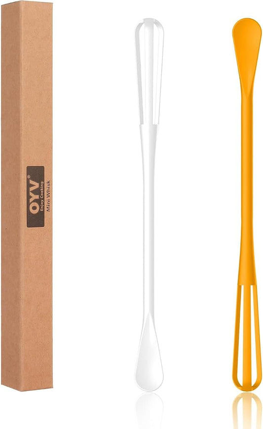 OYV Multifunctional Mini Whisk and Spoon, 8.5 in Mini Whisks for Cooking, 2 Pieces Small Whisk For Whisking, Beating, Blending Ingredients, Mixing Sauces, BPA Free Tiny Wisk