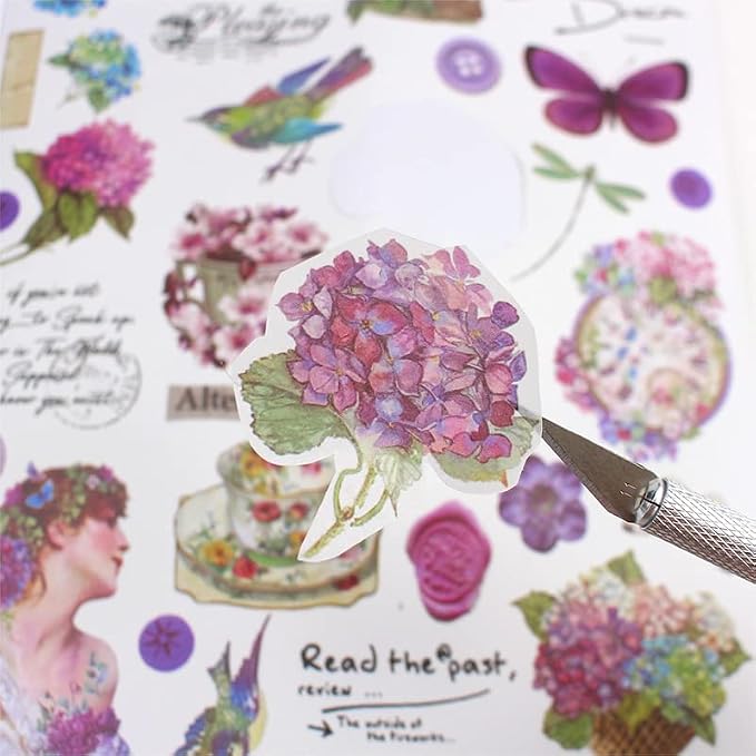 Vintage Washi Sticker Book Ephemera for Junk Journals,800+ Journaling Stickers for Scrapbooking Supplies, Collage, DIY Crafts Arts Decorative 24 Sheets