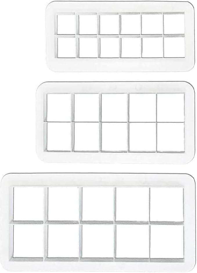 3Pcs White Square Cookie Cutter Set, Geometric Cake Fondant Biscuit Cutters, Decorating Accessories