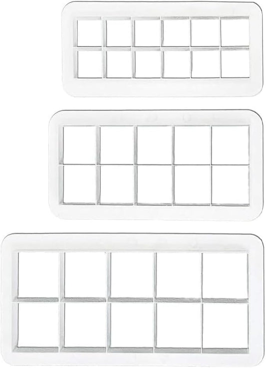 3Pcs White Square Cookie Cutter Set, Geometric Cake Fondant Biscuit Cutters, Decorating Accessories